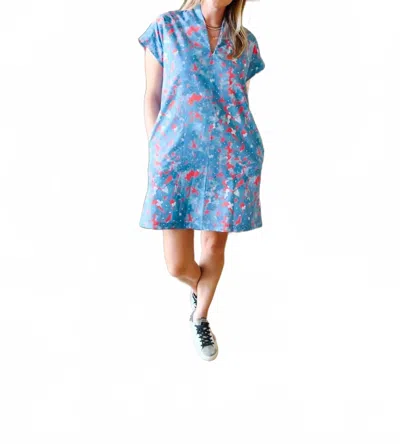 Brooke Wright Nancy Dress In Red/blue Ditzy
