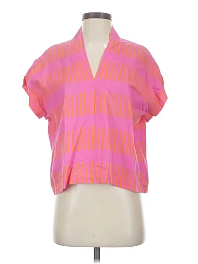 Pre-owned Brooke Wright Short Sleeve Blouse In Pink