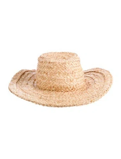 Pre-owned Brookes Boswell Neutral Woven Wide Brim Sun Hat