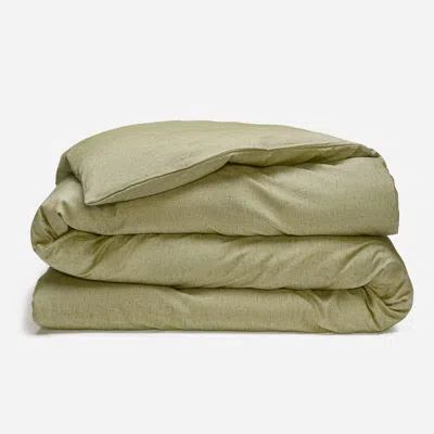 Brooklinen Brushed Flannel Duvet Cover Size King/cali King In Speckled Moss In Green