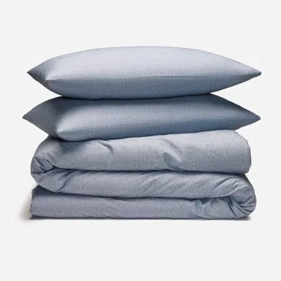 Brooklinen Brushed Flannel Duvet Set Size King/cali King In Speckled Midnight In Blue