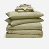 Brooklinen Brushed Flannel Hardcore Sheet Bundle Size Queen In Speckled Moss In Green