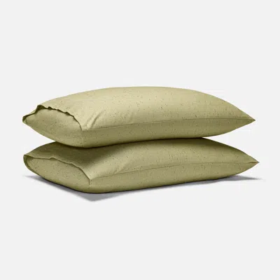 Brooklinen Brushed Flannel Pillowcase Set Size King In Speckled Moss In Green
