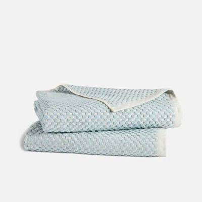 Brooklinen Checkered Jacquard Bath Sheets In Bright Sky In Blue