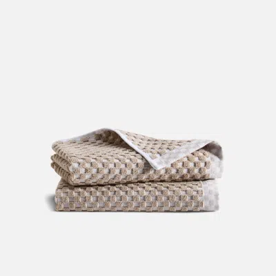 Brooklinen Checkered Jacquard Hand Towels In Driftwood In Neutral