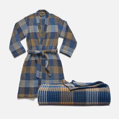 Brooklinen Dreamweave Waffle Lounge Around Bundle In Azul Check In Blue