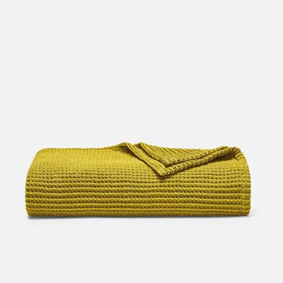 Brooklinen Dreamweave Waffle Throw Blanket In Limoncello Two Tone In Green