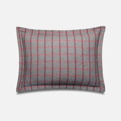 Brooklinen Herringbone Plaid Flannel Sham Set Size Standard In Slate And Cranberry In Gray
