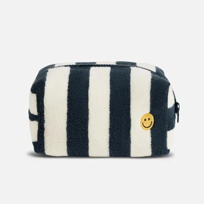 Brooklinen Kule Terry Pouch Size Medium In Striped Navy In Black