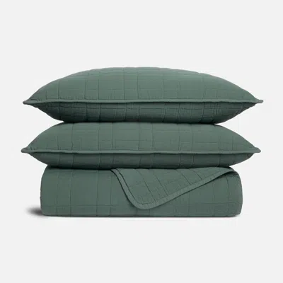 Brooklinen Lightweight Cotton Quilt Set Size Twin/twin Xl In Botanical Green