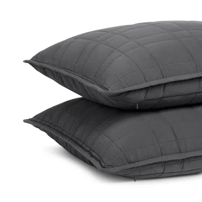 Brooklinen Lightweight Cotton Quilted King Sham Set In Onyx