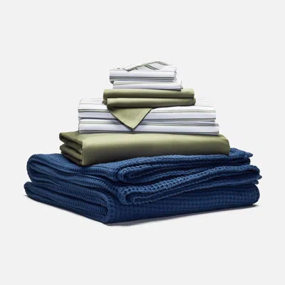 Brooklinen Luxe Sateen Dreamweave Hardcore Bundle In Cream In Blue