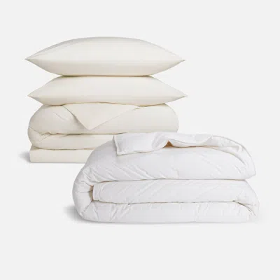 Brooklinen Luxe Sateen Duvet Set Bundle In Cream In White