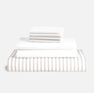 Brooklinen Luxe Sateen Hardcore Sheet Bundle - Pebble Size Queen In Neutral