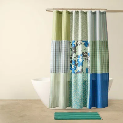 Brooklinen Patchwork Shower Curtain In Blooms And Stripes In Multi