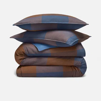 Brooklinen Pop Check Duvet Set In Brown