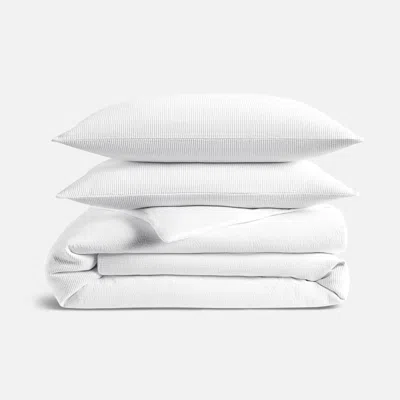 Brooklinen Ribbed Matelasse Duvet Set Size King/cali King In White