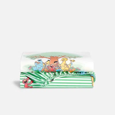 Brooklinen Sesame Street® Crib Sheet Set In Grass Stripe In Green