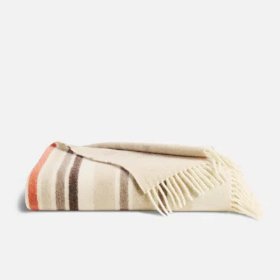 Brooklinen Striped Lambswool Throw Blanket In Pebble Stripe In Multi