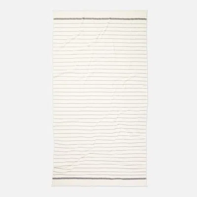 Brooklinen Turkish Flatweave Beach Blanket In Black Stripe In White