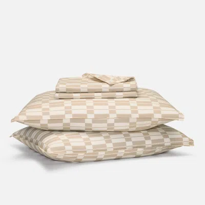 Brooklinen Washed Classic Percale Core Sheet Set - Pebble In Brown