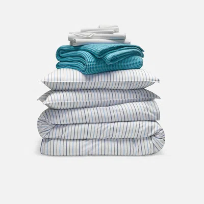 Brooklinen Washed Classic Percale Dreamweave Hardcore Bundle In White In Blue