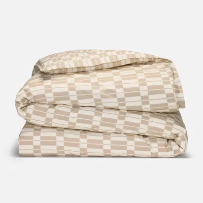 Brooklinen Washed Classic Percale Duvet Cover - Pebble In Brown
