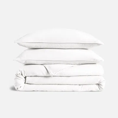 Brooklinen Washed European Linen Duvet Set Size King/cali King In White