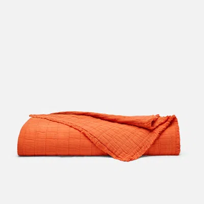 Brooklinen Weekend Wash Throw Blanket In Tiger Lily In Orange