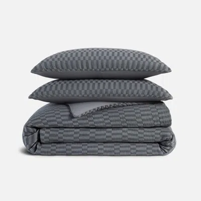 Brooklinen Woven Checkerboard Duvet Set Size King/cali King In Slate In Gray
