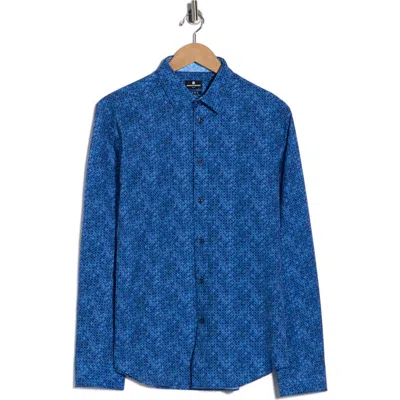 Brooklyn Brigade Abstract Circle Diamond Button-up Shirt In Blue