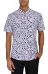 Brooklyn Brigade Abstract Floral Woven Short Sleeve Shirt In White/black