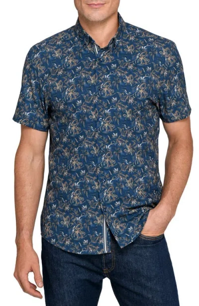 Brooklyn Brigade Abstract Woven Short Sleeve Basic In Blue