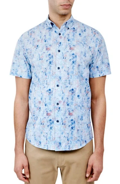 Brooklyn Brigade Barlow Vintage Floral Short Sleeve Shirt In Blue
