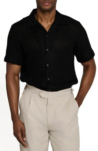 Brooklyn Brigade Bedford Crochet Camp Shirt In Black