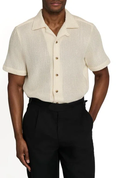 Brooklyn Brigade Bedford Crochet Camp Shirt In Neutral