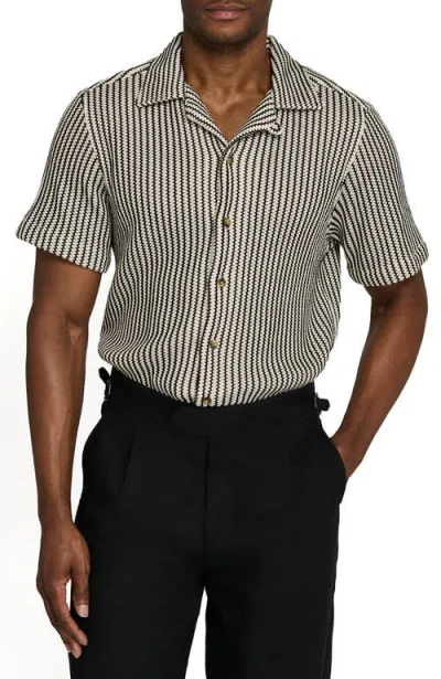 Brooklyn Brigade Bedford Striped Crochet Camp Shirt In Multi