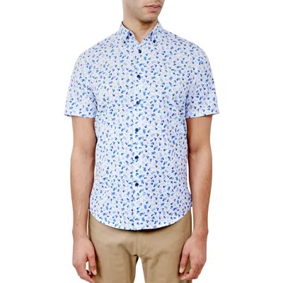 Brooklyn Brigade Blishort Sleeve Falling Floral Short Sleeve Shirt In Blue