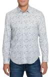 Brooklyn Brigade Botanical Print Woven Long Sleeve Basic In Gray