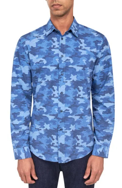 Brooklyn Brigade Denim Camo Long Sleeve Shirt In Blue