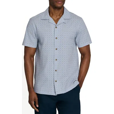 Brooklyn Brigade Diamond Gem Short Sleeve Seersucker Camp Shirt In Blue