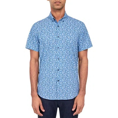 Brooklyn Brigade Ditsy Floral Short Sleeve Shirt In Blue