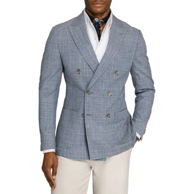 Brooklyn Brigade Douglas Double Breasted Plaid Blazer In Gray
