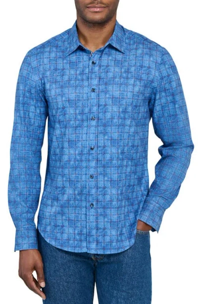 Brooklyn Brigade Flannel Print Woven Long Sleeve Basic In Blue