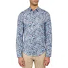 Brooklyn Brigade Floral 4-way Stretch Performance Long Sleeve Shirt In Lt Blue Grey