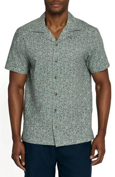Brooklyn Brigade Floral Vine Short Sleeve Seersucker Camp Shirt In Green