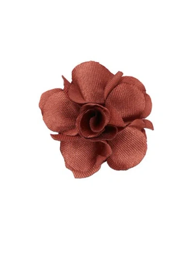 Brooklyn Brigade Floral Lapel Pin In Terracotta