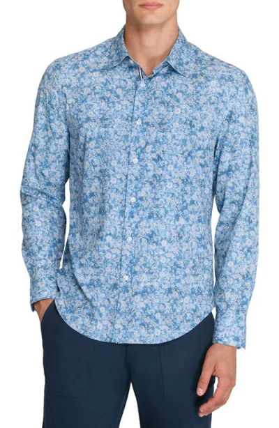Brooklyn Brigade Garden Print Woven Long Sleeve Basic In Blue