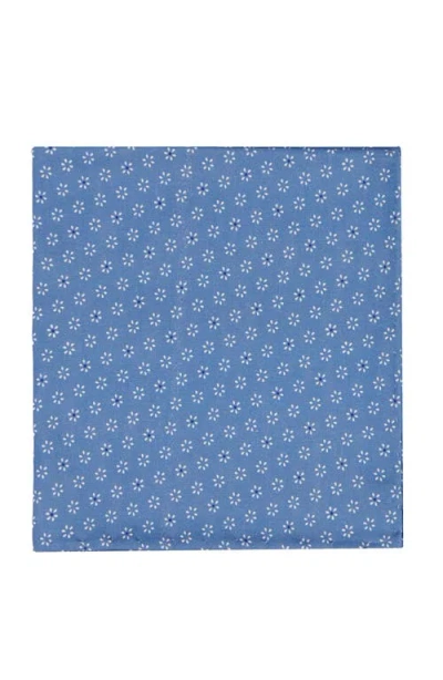 Brooklyn Brigade Geo Flower Cotton Pocket Square In Blue