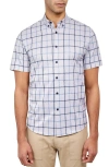 Brooklyn Brigade Gowanus Textured Grid Short Sleeve Shirt In Navy/blue